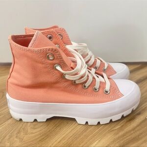 Stylish Coral High-Top Sneakers